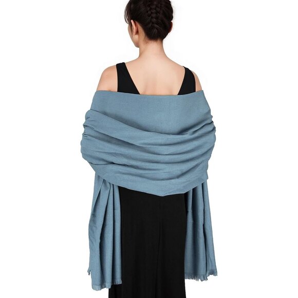 🆕 Women Blue Wedding Evening Dress Pashmina Shawl Winter Foulard Femme Wraps - Picture 1 of 7